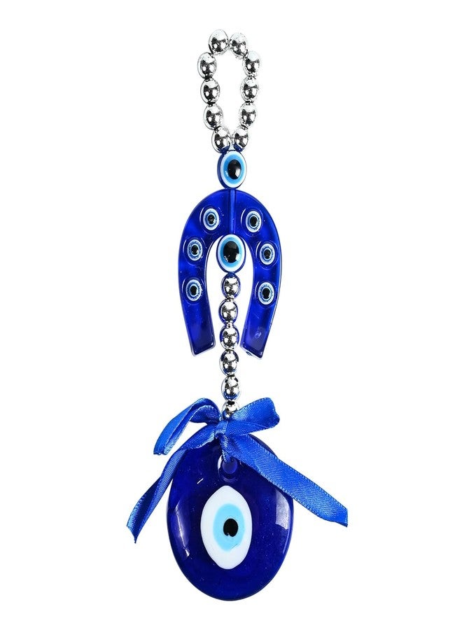 ZAICUS Small Horse Shoe Naal Evil Eye Hanging Amulet for Car, Home & Office | Nazar Protection with Blue Evil Eye for Good Luck and Safety - Image 4
